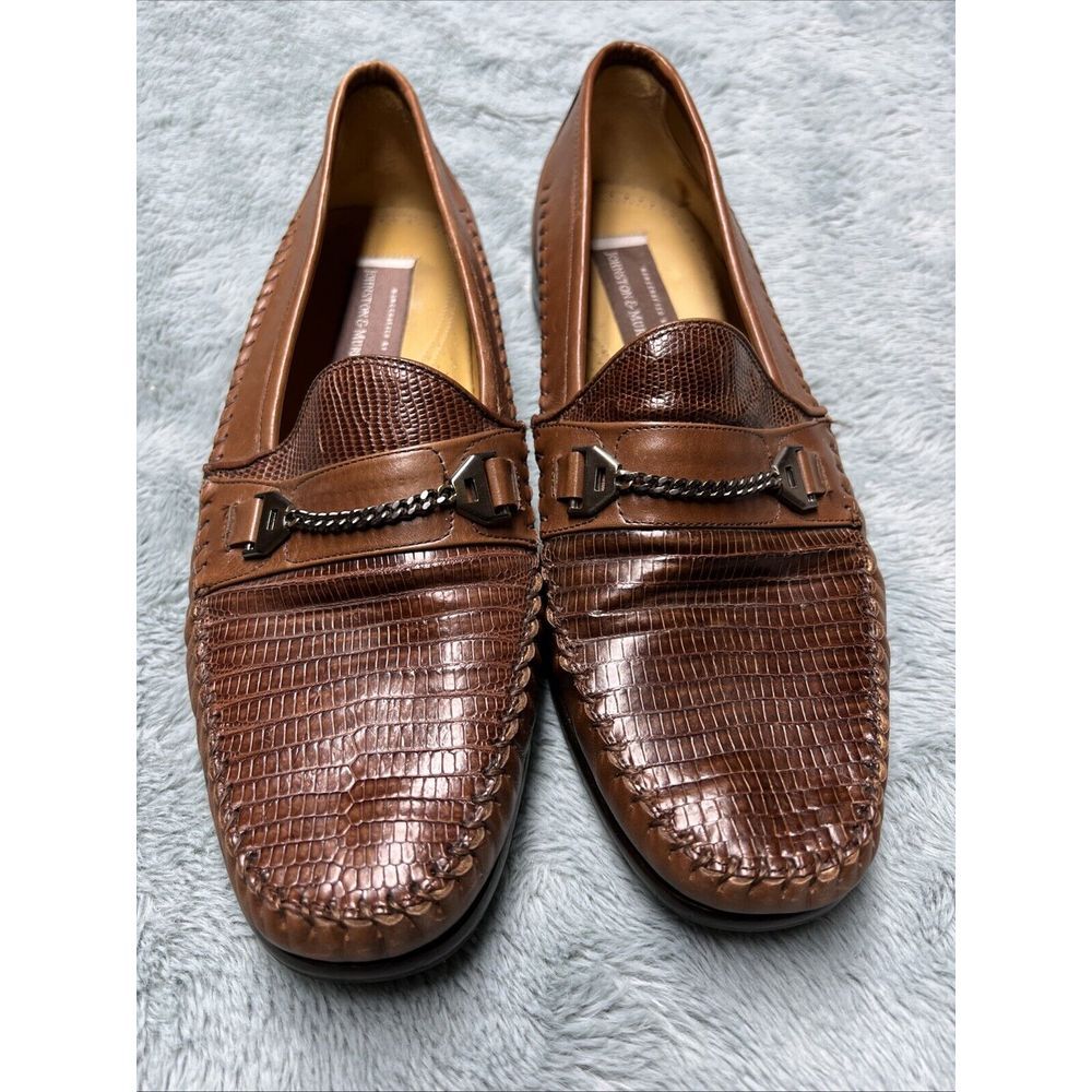 Johnston Murphy Shoes Men's 9.5 W Handcrafted Genuine Lizard Brown Oxfords Spain